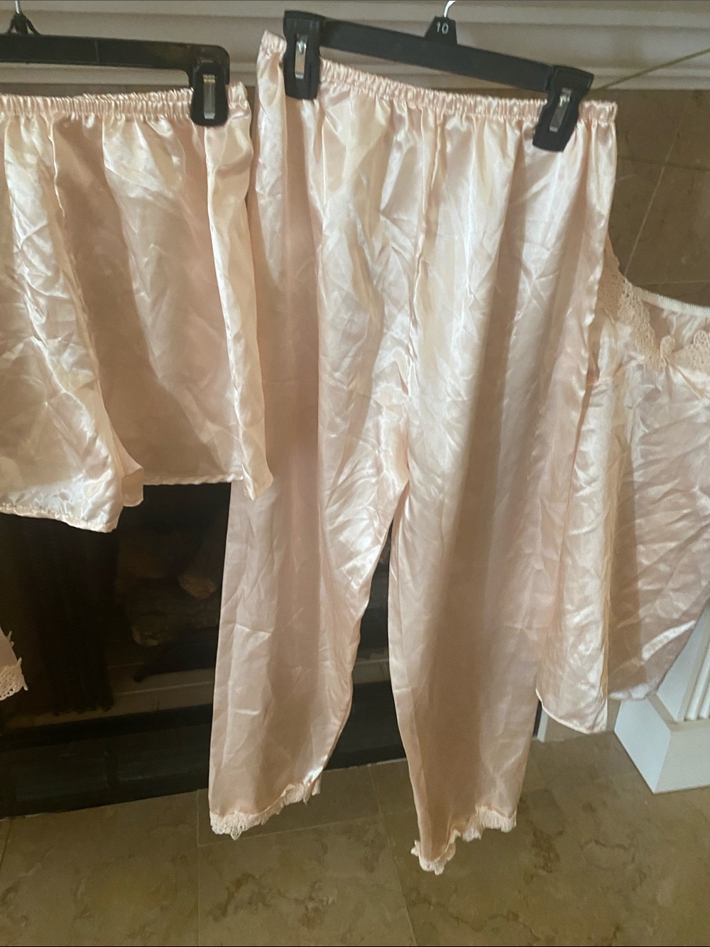 Silky Lace Trim Women's 5-Piece Sleepwear Set - Blush Pink - Picture 5 of 6